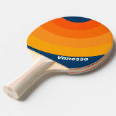 Blue Vintage Circle Stripe with Name 卓球ラケット (正面アングル)