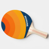 Blue Vintage Circle Stripe with Name 卓球ラケット (横)