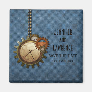 Blue Vintage Clock Save the Date Magnet マグネット