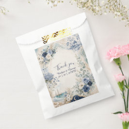 blue Vintage Coastal Sailboat Blue floral Wedding フェイバーバッグ