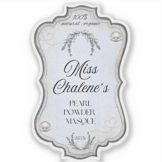 Blue Vintage Cosmetic Lotion Jar Bottle  シール (正面)