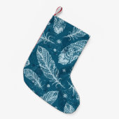 Blue vintage feather pattern スモールクリスマスストッキング (正面 (吊り時))