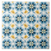 Blue Vintage Floral Elegant タイル (正面)