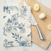 Blue Vintage Floral Pattern キッチンタオル (四つ折り)
