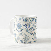Blue Vintage Floral Pattern コーヒーマグカップ (正面左)