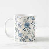 Blue Vintage Floral Pattern コーヒーマグカップ (左)