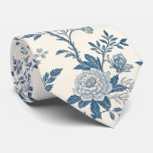 Blue Vintage Floral Pattern ネクタイ (ロール)