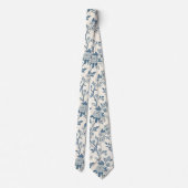 Blue Vintage Floral Pattern ネクタイ (裏面)