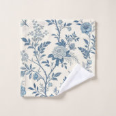 Blue Vintage Floral Pattern バスタオルセット (ウォッシュタオル)