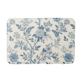 Blue Vintage Floral Pattern バスマット (正面)