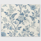 Blue Vintage Floral Pattern ラッピングペーパー (フラット)