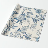 Blue Vintage Floral Pattern ラッピングペーパー (アンロールド)