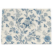 Blue Vintage Floral Pattern ラージペーパーバッグ (正面)