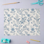 Blue Vintage Floral Pattern 薄葉紙 (クラフト)