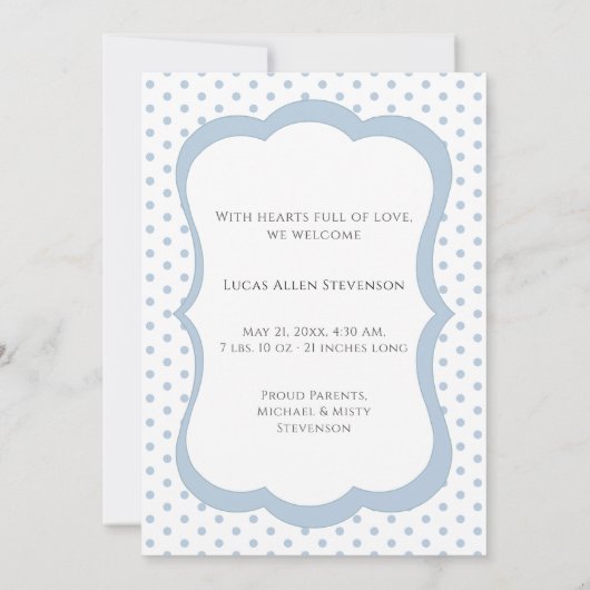 Blue Vintage Frame Whimsical Baby 案内状 (裏面)