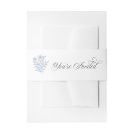 Blue Vintage French Calligraphy Your Invited  招待状ベリーバンド