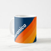 Blue Vintage Stripe with Name コーヒーマグカップ (正面左)