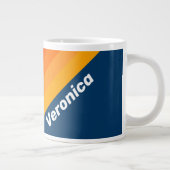 Blue Vintage Stripe with Name ジャンボコーヒーマグカップ (右)