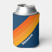 Blue Vintage Stripe with Name 缶クーラー (缶正面)