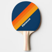 Blue Vintage Striping with Name 卓球ラケット (裏面)