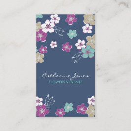 Blue violet hawaiian exotic flowers illustration 名刺