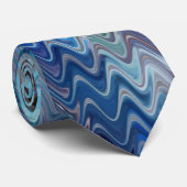 Blue Violet Teal White Marbling Abstraction ネクタイ (ロール)