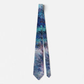 Blue Violet Teal White Marbling Abstraction ネクタイ (正面)