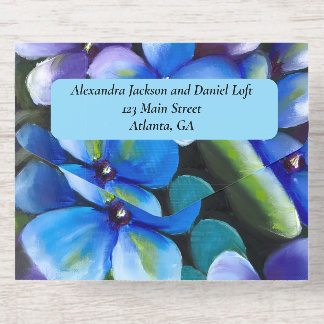 blue violets yaneyaart oil painting floral オールインワン招待状