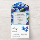 blue violets yaneyaart oil painting floral  オールインワン招待状 (内側)