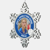 Blue Volleyball Player Photo High School スノーフレークピューターオーナメント (右)