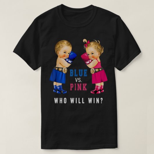 Blue vs Pink Boxing Babies Gender Reveal Party T-4 Tシャツ (デザイン正面)