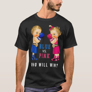 Blue vs Pink Boxing Babies Gender Reveal Party T-4 Tシャツ