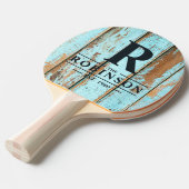 Blue Wash Wood Family Name & Initial 卓球ラケット (正面アングル)