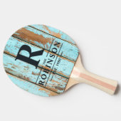 Blue Wash Wood Family Name & Initial 卓球ラケット (横)