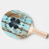 Blue Wash Wood Irish Lucky Clover Wedding Crest 卓球ラケット (横)