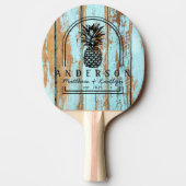 Blue Wash Wood Pineapple Wedding Arch & Name 卓球ラケット (裏面)