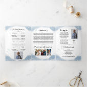 Blue Water colorお祝いの生写真の死亡記事 三つ折り招待状 (内部)