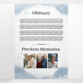 Blue Water colorお祝いの生写真の死亡記事 三つ折り招待状 (内部中)