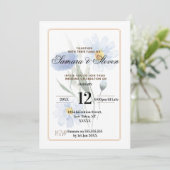 Blue Water Color Flower Wedding Celebration Invite 招待状 (スタンド正面)