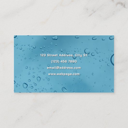 Blue water drops washing service Business Card 名刺 (裏面)