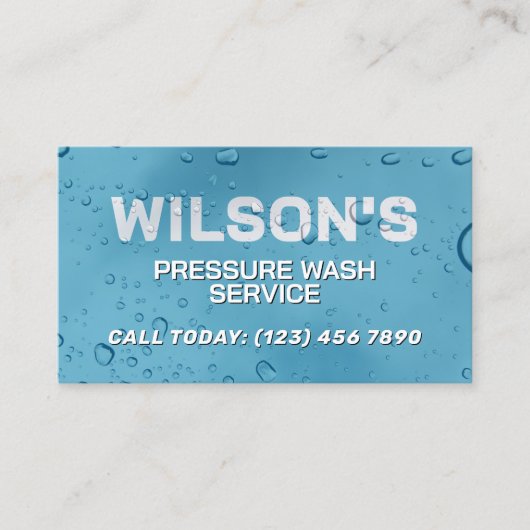 Blue water drops washing service Business Card 名刺 (正面)