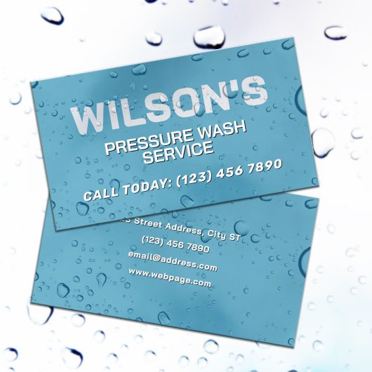 Blue water drops washing service Business Card 名刺