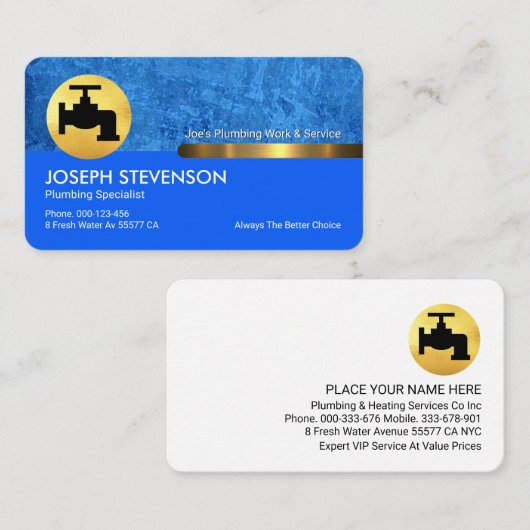 Blue Water Grunge Gold Faucet Tab 名刺 (正面/裏面)