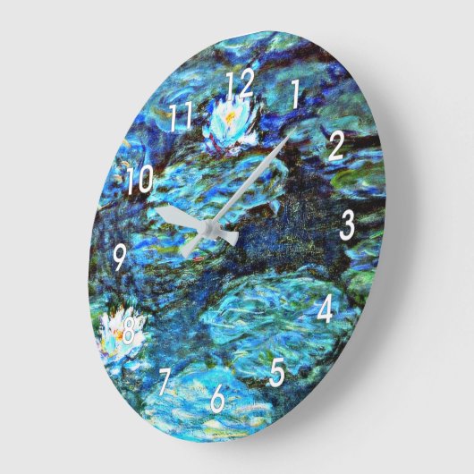 Blue Water Lilies by Monet ラージ壁時計 (傾斜)