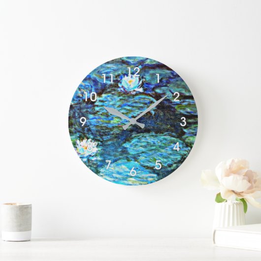 Blue Water Lilies by Monet ラージ壁時計 (ホーム)