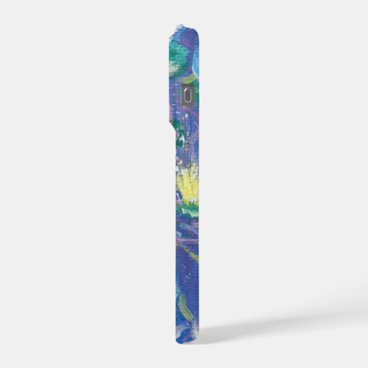 Blue Water Lilies Painting Phone Case iPhoneケース (左側面)