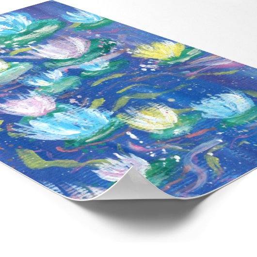 Blue Water Lilies Print, Value Poster Paper ポスター (角)