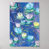 Blue Water Lilies Print, Value Poster Paper ポスター (正面)