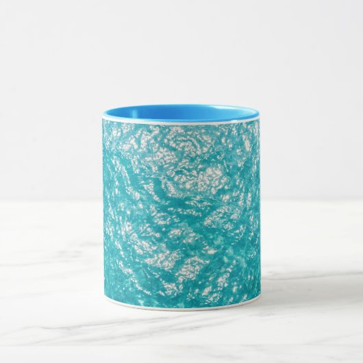Blue Water Ocean Waves Pattern Coffee Mug マグカップ (中央)