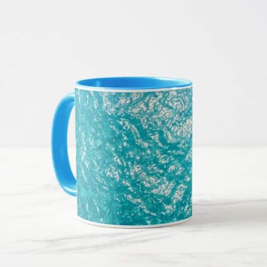 Blue Water Ocean Waves Pattern Coffee Mug マグカップ (正面左)